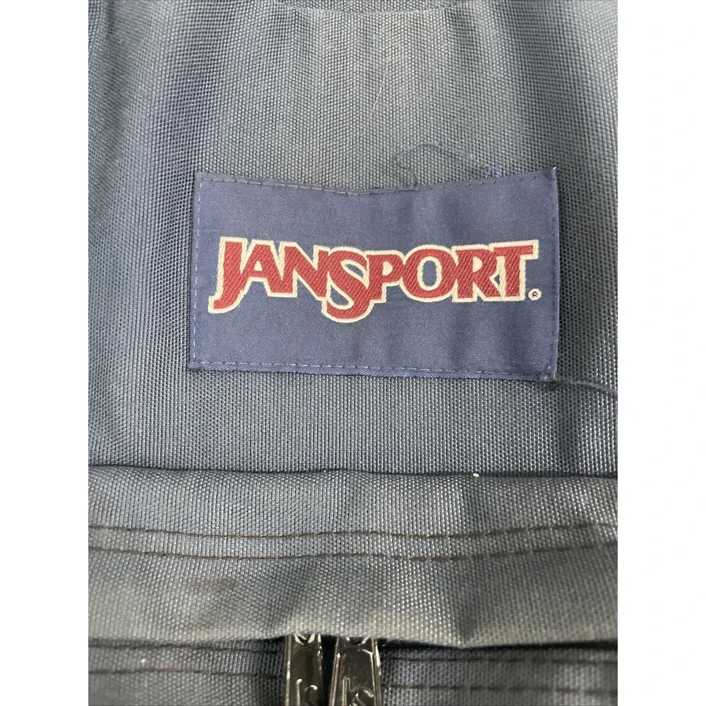 Jansport Classic Originals Suede‎ Leather Bottom School Backpack Blue Canvas